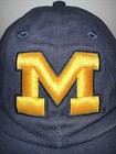 Nike M Michigan Hat Cap Navy Blue W Yellow Piping On Bill Hook Loop Some Wear