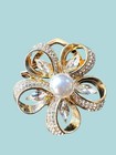 Crystal Flower Brooch Rhinestone Pearl Brooch Pin Wedding Bridal Gift For Her