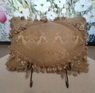 Luxury Damask Pillow Cover Off White With Tassel Fringe Vintage 18 X 12