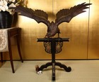 Japanese Bronze Falcon Statue 42 9inch Samurai Tomoe Crest Daimyo Tool Meiji Era