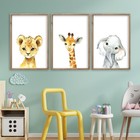 Safari Baby Nursery Wall Art Set Of 3 - 11x16 Inch Framed Decor For Kids Room