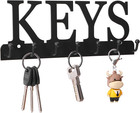 Wall Mounted Key Holder Rack 7 Hooks Metal Organizer For Entryway Black
