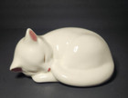 Vintage Porcelain White Ceramic Sleeping Kitty Cat