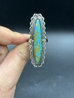 Very Rare Vintage Long Ring With Unique Blue Stone Bronze Ring