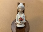 Pin Cushion 1 2 Doll Porcelain Ceramic Woman Japan Red Flowers 3 5   