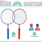 Franklin Sports Badminton Racket Set - Smashminton  Oversize - 2 Player Backyard