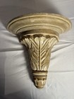 Vintage Roman Style Wooden Carved Wall Sconce Shelf Corbel Whitewash  Pair Large