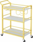 Gold Bar Cart With Wheels  3-tier Serving Cart For Kitchen   Living Room