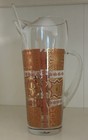 Vtg Cocktail Pitcher Gold With Glass Stir Stick Vintage Bar Mcm Mid Century