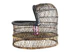 Vintage Wicker Rattan Baby Bassinet Doll Dog Bed Photo Prop Moses Basket