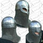 Viking Helmet With Chainmail Medieval Norman Battle Armor Costume Helmet  