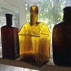 Drippy Lip E g booz s Old Cabin Whiskey Older Hand Blown Golden Reproduction