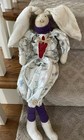 Vtg Handmade Primitive Folk Art Bunny Rabbit Shelf Sitter Hanging Country 25 evc