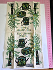 Vintage Mid Century Parisian Prints Linen Dish Kitchen Tea Towel Blue Green Tins