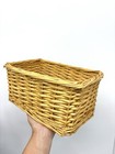 Vintage Woven Wicker Storage Basket Rectangle Organizer Basket