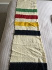 1934-1940 Hudson s Bay Striped Wool Blanket Cutter Piece Scrap W  Orange Label