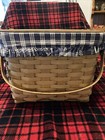 Large Longaberger Woven Wooden Antique Vintage Picnic Basket