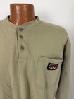 Flame Resistant Henley Shirt Men Large Rasco Fr Khaki Workwear Welding Oil Gas