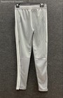 Adidas Youth Aeroready Track Pants Gray White 3-stripe Training Joggers Sz L