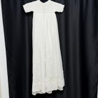 Vintage Baby Christening Gown White Lace Tulle Embroidered Formal Infant Long