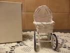Vintage Dollhouse Miniature White Wicker Baby Stroller-new In Box