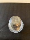 Vintage Cut Glass Inkwell With Sterling Silver Cap