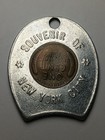 1950 P Encased Lincoln Wheat One Cent  lucky  Penny Nyc Souvenir Horseshoe