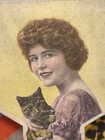 Vintage C  1930 Ashcraft Undertaker Embalmer Fan Sign Funeral Cat New Jersey