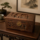 Antique Chinese Intricately Carved Camphor Wood Chest 14  X 8 