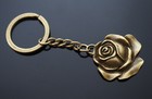 Vintage Antique Bronze Color Rose Flower Petal Charm Pendant Keychain Key Chain