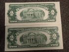 1953   1963  2 Two Dollar Us Red Seal Jefferson Note Bill Us Currency Crisp Unc