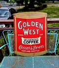 Original Vintage-antique Golden West Coffee Can Store Advertising Die Cut Sign