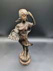 Antique Victorian-style Bronze Sculpture  Girl With Basket