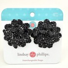 Lindsay Phillips Boucle Flower Black Fabric 3d Interchangeable Shoe Snaps New