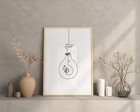 Lightbulb Doodle Abstract Art Print Minimalist Drawing Poster Framed Options