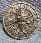 Large Vintage Antique Metal Button Lady With Animal On Head Fancy Border 1 7 8 