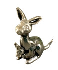 Vintage Miniature Pewter Animal Figure Sculpture Mother Kangaroo   Joey 1 5 