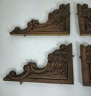 Set Of 4 French Corbels Hand Carved Wood Pediment Ornate Finial Architectural Fi