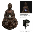 Tabletop Water Fountain Buddha Figure Led Light Glass Ball Soothing Sound