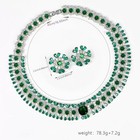 Emerald Green Crystal Necklace Earrings Set Silver Bridal Tennis Jewelry