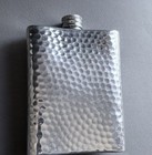 English Pewter Hip Flask Hammered Vintage 6oz