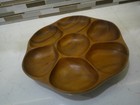 Vintage 7 Compartment Monkey Pod Wood    Lazy Susan Good Condition