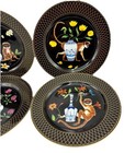 Lynn Chase- 4- Porcelain 9  Plates Monkey Garden 24kt Gold  Magical Monkeys