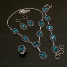 Swiss Blue Topaz Gemstone 925 Silver Handmade Jewelry Set