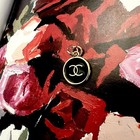 Chanel Cc Round Charm Gold Tone And Black Enamel Double Sided Pre-owned