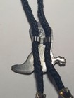 Western Cowboy Boot Bolo Tie Silver Tone On Black Braided Cord Southwest