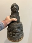 Old African Bundu Sowei Wood Helmet Mask Sierra  Leone Hand Carved Ethnographic