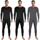  3 Sets Thermal Underwear For Men Soft Long Underwear Small Dark Gray black