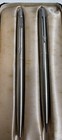 Vintage Parker Arrow Brushed Stainless Steel Ballpoint Pen And Pencil Set W Case