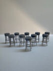 Bar Stools  10 Pieces  O Scale 1 48 Grey Unpainted